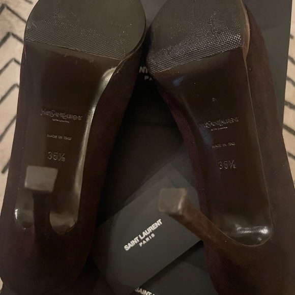 Saint Laurent Dark Brown Suede Heels - Picture 5 of 6